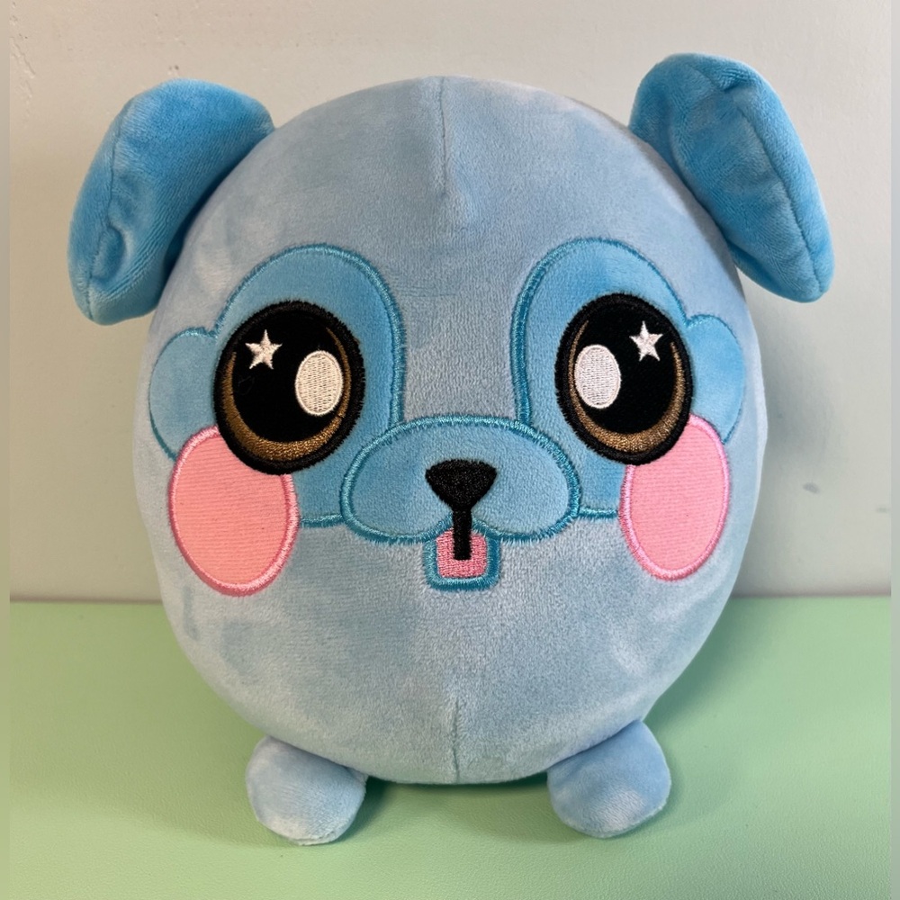 Squeezeamals Blue Plush Dog, Size 8” tall, Kids Plush Toys, Stress Relief Toys